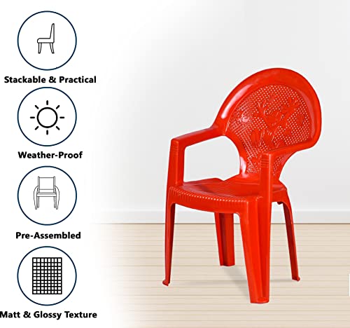 Image of MAHARAJA Mickey Mouse Plastic Chair for Kids | Strong Durable & Portable Study Chairs | Virgin Material Kids Chairs for 2 to 8 Years | Stackable School Chair (Red, Pack of 4)