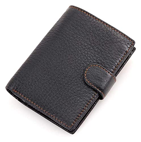 Stylish Trifold Short Wallet Retro Cowhide Leather Wallet Blocking Wallet 11 Cards Holder Coin Pocket