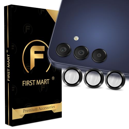 Image of FIRST MART Black Camera Ring Guard Protector for Samsung Galaxy A15 and Samsung A54 | Tempered Glass with Metal Alloy Rings, HD Clear, Scratch Resistant, Case-Friendly | Pack of 1