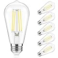 ASOMST Vintage LED Edison Bulbs 5000K Daylight White, 60W Equivalent ST58 Dimmable Filament Light Bulb, 850 Lumens, E26 Base, Energy-Saving LED Edison Lights, Pack of 6