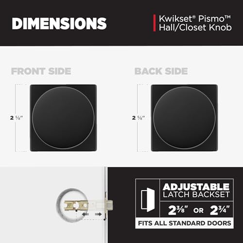 Kwikset Pismo Interior Passage Door Knob, Handle For Closet and Hallway Doors, Non-Locking Doorknob in Matte Black, with Microban Protection - image 8