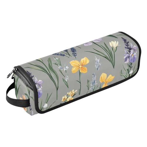 Bolsa de viaje para herramientas de cabello con tapete para planchas doble capa y portaherramientas térmico gris con diseño de flores lirio lavanda