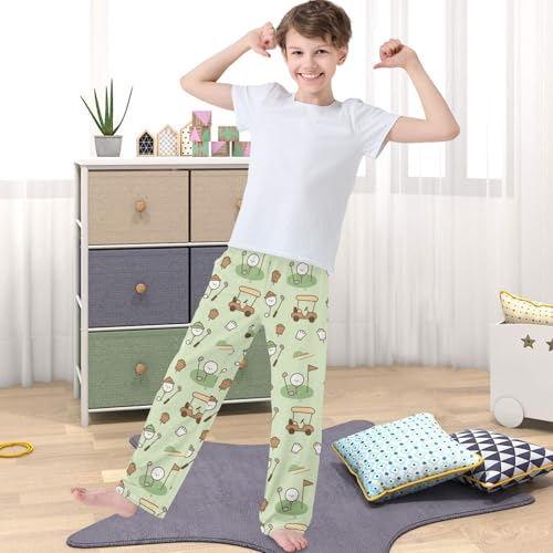 Boy's Pants Golf Pattern Jogger Pants Elastic Waist Long Bottoms Trousers with Pockets 6-14 Years4