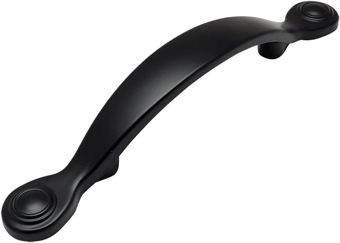 Cosmas 10 Pack 7959FB Flat Black Cabinet Hardware Arched Handle Pull - 3" Inch (76mm) Hole Centers, 5-3/4" Overall Length