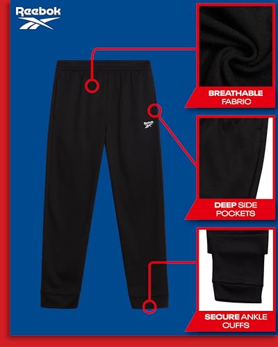 Reebok Boys Sweatpants - Soft Performance Fleece Boys Joggers Athletic Pants with Elastic Waistband for Running Gym Workout2