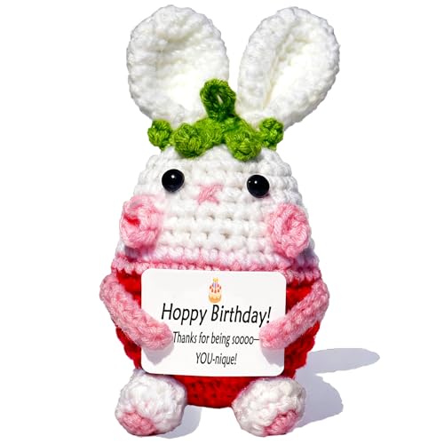 Birthday Gifts for Women Mom Friends Coworker, Positive Crochet Bunny,