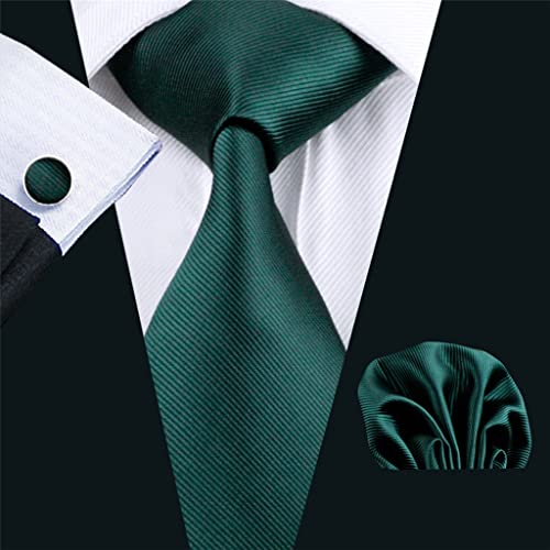 Conjunto de corbata de pre-nudo verde sólido para hombre miniatura 4