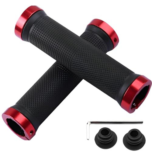 fogman 自転車 グリップ クロスバイク マウンテンバイク ハンドルグリップ mtb 工具付き (レッド)