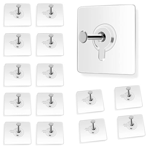 LEFSDVF 25Pcs Adhesive Picture Hooks, Self Adhesive Wall Nail, No Drilling Frame Hanging Hook, Transparent Waterproof Picture Hanging No Nail for Wall Art Mirror Living Room Bathroom Kitchen Home
