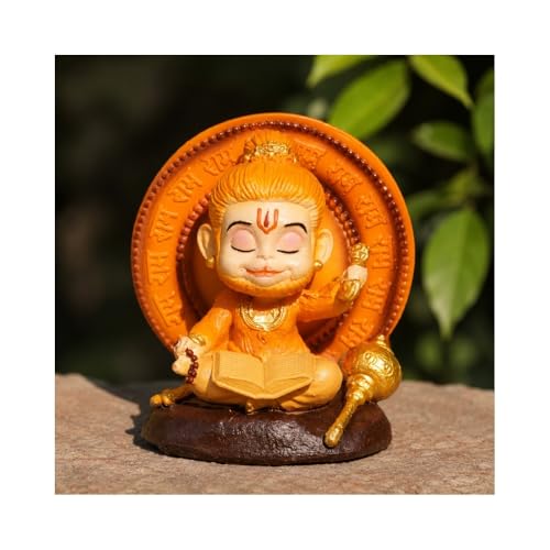 Image of VAMA Premium Bal Hanuman Murti in Ram Naam Jaap Posture | Divine Hanuman Idol for Home, Mandir & Meditation | Pure Devotion, Mental Focus & Inner Strength