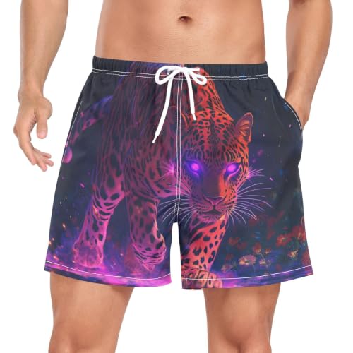 Traje de baño para hombre quick dry rojo con diseño moderno de leopardo