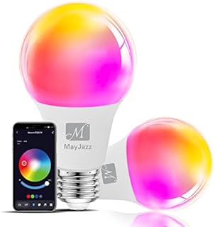 RGB Colour Changing LED Light Bulb, Smart Light Bulb Blutooth, Controlled by APP Beacon Blutooth Connection, 9W Dimmable 2700K - 6500K LED Bulbs E27, Timing, Musical Rhythm - 2 Pack