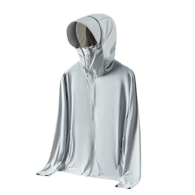 Lightweight Sun Protection Clothing for Men and Women, UPF 50+ Sun Protective Jacket Hoodie Long Sleeve UV Shirts (Woman-Gray,XL)