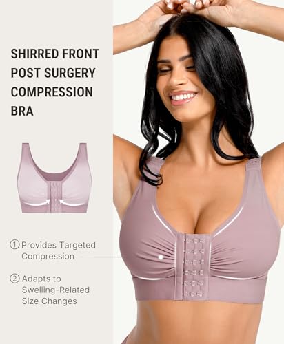 Image of FeelinGirl Post Surgery Compression Bra for Women's Front Closure Bra with Adjustable Straps Wirefree