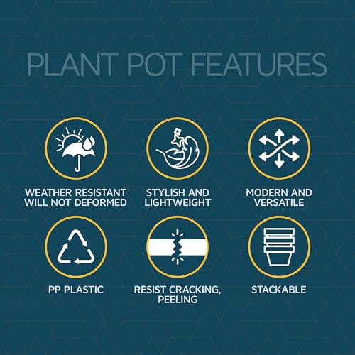 Pink 6-Inch Plant Pots with Drainage & Saucers 3 Pack, Indoor & Outdoor Planters for Houseplants, Herbs, and Flowers, Durable & Weatherproof Material, Stackable, Lightweight, Minimalist Design by Lifemaster - Image 5