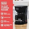 Cafetera BLACK+DECKER de 12 tazas con interruptor de encendido/apagado fácil, vertido fácil, jarra antigoteo con canasta de filtro extraíble, tecnología Vortex, negro 4