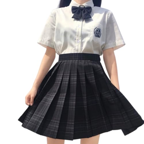 [COSSA] 制服 スカート プリーツスカート コスプレ JK 女子高生 制服セット チェックスカート リボン キャンパス パーティー コスプレ 写真撮影 遊園地 文化祭 卒業式 プリーツスカート+リボン 2点セット