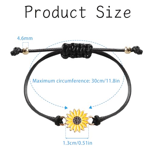 20PCS Handmade Sunflower Bracelets Adjustable Boho Sunflower Daisy Charm Bracelets Braided Rope Sunflower Bracelets Pinky Promise Friendship Bracelet for Couples Women2