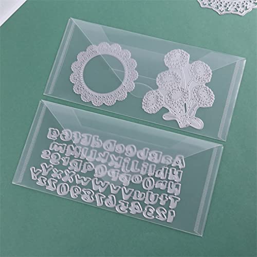 Image of BAOFALI 20 Pieces Clear Die & Stamp Plastic Storage Bag, Resealable Large Envelope Pocket for DIY Scrapbooking Paper Card Craft Making and Cutting Dies Stencil (4.75 inchx4.75 inch;4.5 inchx9.5 inch)