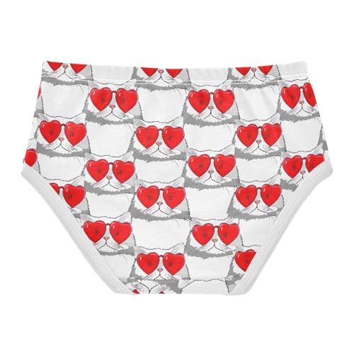 Joisal Cat Print Red Heart Valentine Toddler Girls Underwear 2t Cotton Cute Panties Girl Funny Underpants Briefs2