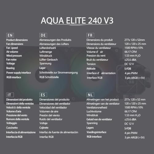 Image of TR-Thermalright Aqua Elite 240 V3 Aio CPU Cooler-240mm Liquid Cooler,2x120mm ARGB Cooling Fan,Easy Installation,Compatible with AM5 /AM4, LGA1851 /1700 /115X /1200 /2011, Black