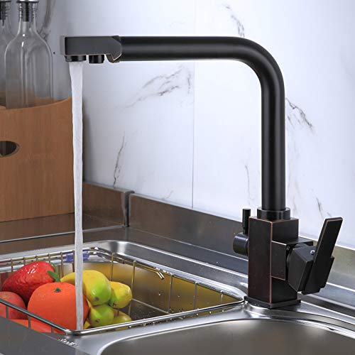 Robinet d'évier de cuisine commercial en laiton noir au design farmhouse