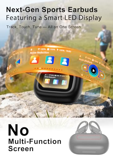 Wireless Earbuds, ENC Noise Cancelling Ear Buds with Smart Touchscreen, Bluetooth 5.4 Headphones, Bass Stereo Sound Over-Ear Earbuds, 5 EQ Modes for Sports/Travel/Gym- Jet Black - Image 5