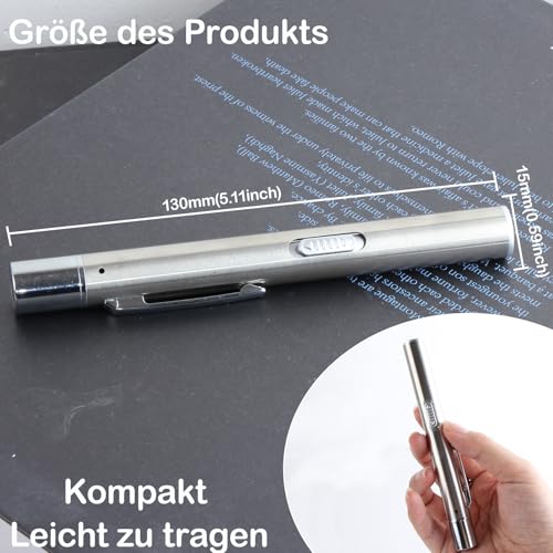 KEWAYO Diagnostikleuchte Pupillenleuchte Medizinische, Aufladbar USB Diagnostische LED Stiftlampe Ärzte Krankenschwester Zubehör, Medizinische Lampe Stiftlicht mit 2 Lichtquellen, Taschenclip