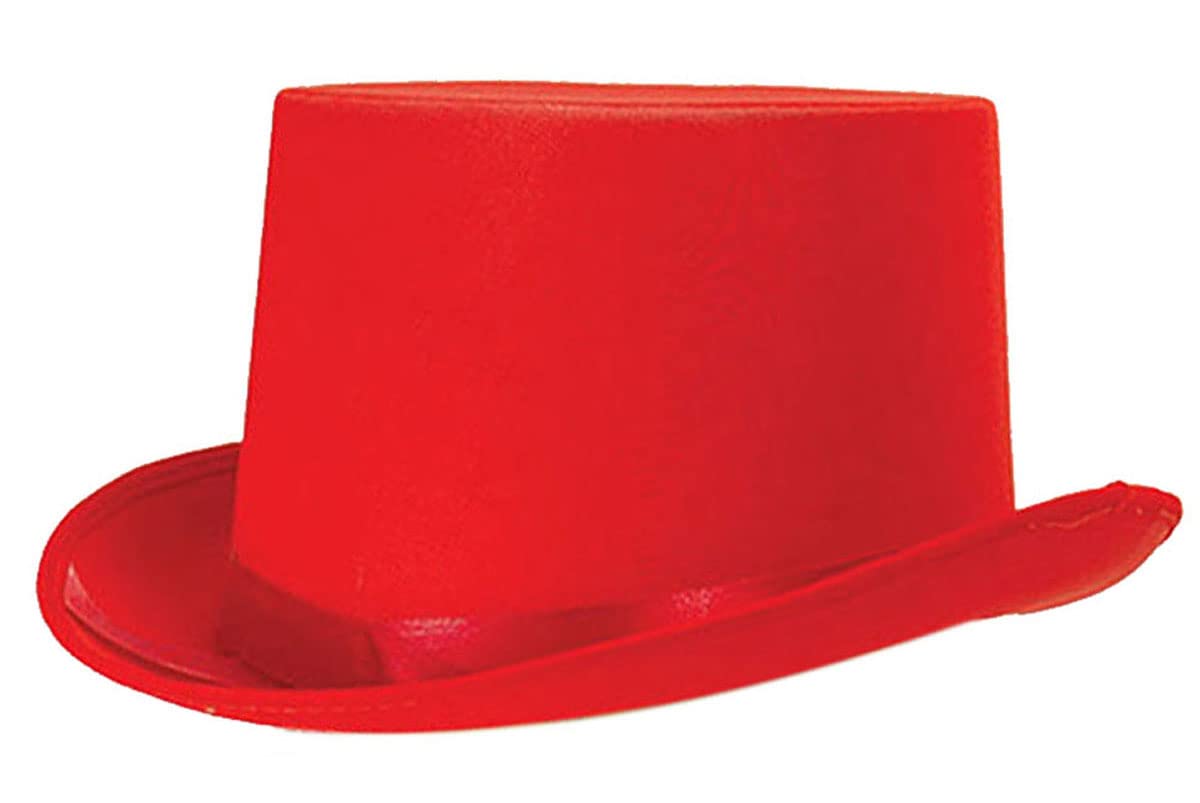 Satin Top Hat with Band Adults Victorian Fancy Dress Dance Theatre Stage Show Hat (Red)