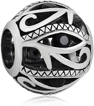 Eye of Horus Egyptian Symbol of Protection, Royal Power and Good Health 925 Sterling Silver Bead Fits European Bracelets