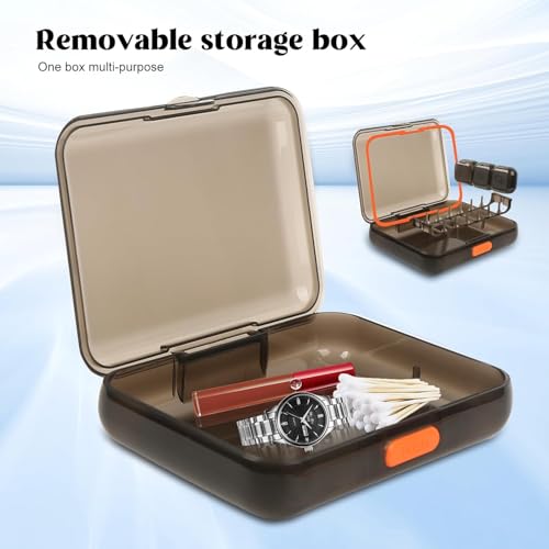 Image of 21 girds Pill Organizer 7 Day, 3 Times a Day Large Weekly Pill Box, Push Button Daily Pill Case for Vitamin, Fish Oil, Supplements Waterproof | Black | 01 Pcs