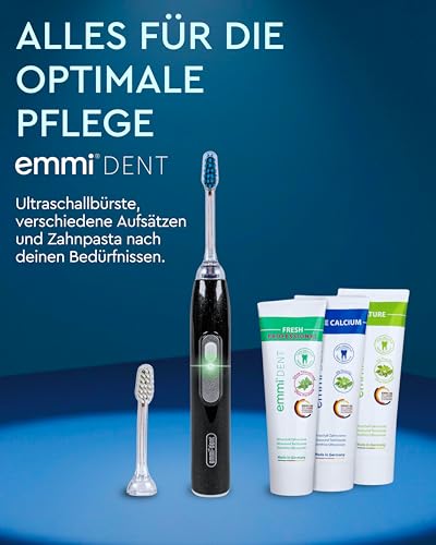 emmi-Dent Ultraschall Zahnpasta Whitening I 3x75 ml I Mikrobläschen-Formel für weiße Zähne I Sanfte Zahnaufhellung I Ideal für empfindliches Zahnfleisch I Vegan, glutenfrei & ohne Titandioxid