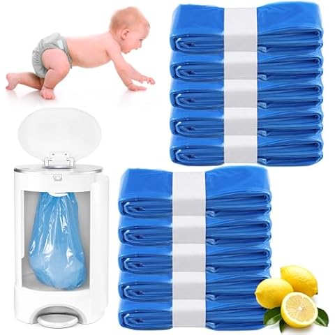 Diaper Genie Bags Refill Scented, Diaper Pail Refill Bags,10 Pack for Genie Diaper Bags Refill, 100% Lock Odor and Seal Diaper Pail Refills, Fully Compatible with Diaper Genie and with Munchkin Cover