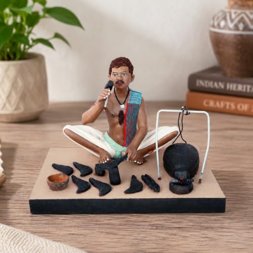 Image of Krishnanagar Handmade Clay Gift & Decor | Standard- Sitting Human Figure Miniature Idol - Blacksmith