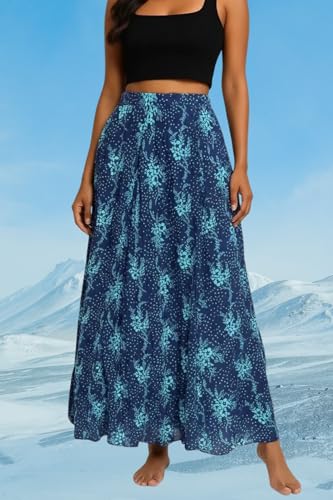 Image of Premium Long Skirt | Stylish Long Crushed Cotton & Unique Prints | Floor Length Skirt for Women | Elastic Waist Premium Maxi Skirt - Comfortable Casual Wear