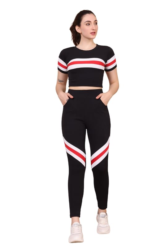 cozimi Colorblock Round Neck Top & Bottom Wear | Sports Wear | Jogging Wear Suit For Women's/Girls-picture-49