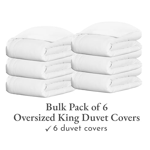 Image of California Design Den Bulk Pack of 6 Oversized King Duvet Covers (Not a Set) - 400 Thread Count 100% Cotton Sateen, Case Includes 6 Duvet Covers Only (White)