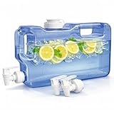 Refrigerator Water Dispenser 1.1 Gallon Bottle with 2 Spigots - BPA Free Plastic Slim Water Jug with Spout Leak Proof | Refillable Fridge Water Container, Convenient Handles