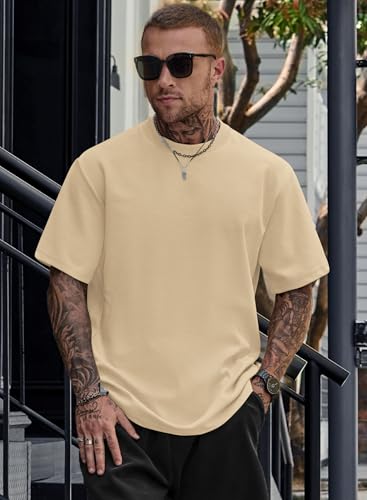 Image of Herberton Mens Oversized T-Shirts Heavyweight Cotton Stretch Fashion Thick Tee Tops (S-3XL)