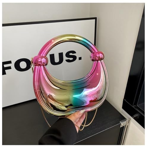 Image of Acrylic Evening Clutch Purse Top-handle Moon Hobo Bag, Elegant Marble Handbag for Wedding Cocktail Party