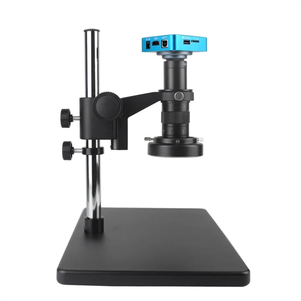Zestaw kamer mikroskopowych HDMI 1080P HDMI USB cyfrowy mikroskop do elektronicznego lutowania mikroskopu stojak na kamerę USB LED pierścień światła do naprawy telefonu komórkowego (kolor: czarny, rozmiar: 120X)