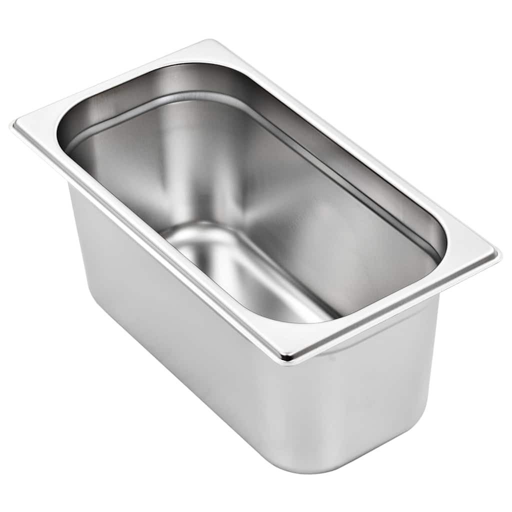 Contenedores Gastronorm GN 1/3, 4 unidades, acero inoxidable, 325 x 176 x 150 mm, 5,7 L, apilables, para Bain-Marie, chafing, dish, buffet, catering, restaurante, cocina, servir, mantener