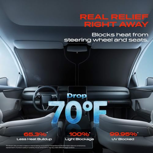 Image of A-Premium Windshield Sun Shad Compatible with Honda Civic 2016-2021 | Foldable Car Sun Shade with Storage Bag, Blocks Heat & UV Rays, Keeps Vehicle Cooler Accessories