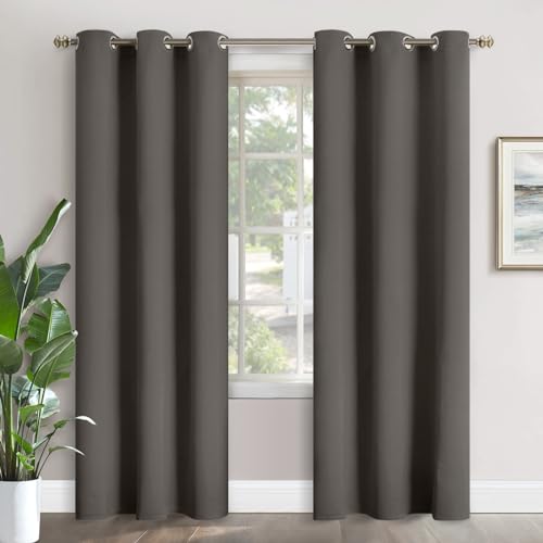 Image of YoungsTex Grey Blackout Curtains for Bedroom 84 Inches Long - Thermal Insulated with Grommet Room Darkening Window Drapes for Living Room, 2 Panels, 42 x 84 Inch