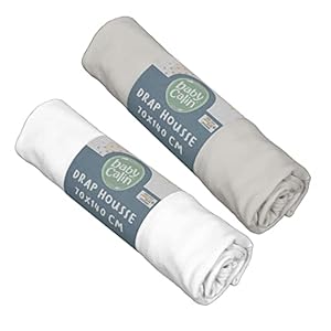 Lot de 2 Draps Housses Blanc et Gris Babycalin - 70x140 cm