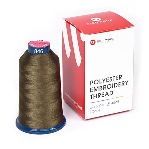Image of Poolin Polyester Machine Embroidery Thread 4000M 40WT Olive Brown 0846 | Smooth Feeding with Stable Tension for Clean, Consistent Stitching on Home and Commercial Embroidery Machines
