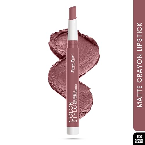 Image of Seven Seas Color Stylo Non-Transfer Matte Lipstick, Waterproof, Long Lasting, Matte Finish Lip Crayon, Lasts Up to 24 Hours (Coral Bloom, 3.8G')