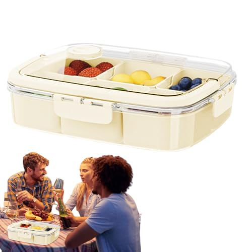 Genérico Bandeja dividida con tapa, bandeja vegetal con tapa para el refrigerador | Snackle Box Charcuterie Container,Revista sellada del refrigerador para frutas, verduras