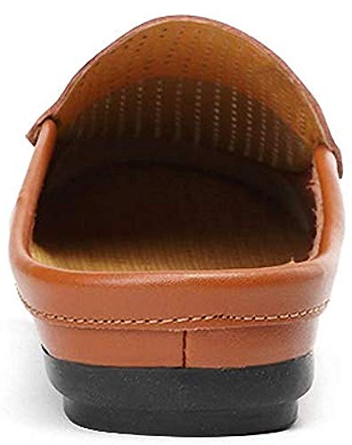 Image of Men's Classic Leather Slippers Office Casual House Slip On Backless Loafers