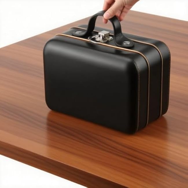 Sturdy Metal Storage Box with Lid, Mini Tinplate Metal Storage Bins Tin Box with Buckle Latch (Black)